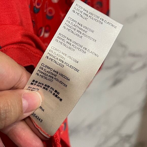 Maeve Jacquin Peasant Blouse Sparkle Ruffle Top Tangerine Size S - Picture 10 of 12